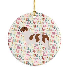 Aidi Atlas Mountain Dog Merry Christmas Ceramic Ornament Christmas Tree Hanging Decorations for Home Christmas Holiday, Party, Gift, 3 in, Multicolor