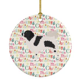 Wetterhoun Frisian Water Dog Ceramic Ornament Christmas Tree Hanging Decorations for Home Christmas Holiday, Party, Gift, 3 in, Multicolor