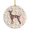 Mexican Hairless Dog #2 Merry Christmas Ceramic Ornament Christmas Tree Hanging Decorations for Home Christmas Holiday, Party, Gift, 3 in, Multicolor