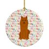 Merry Christmas Karelian Bear Dog Ceramic Ornament Christmas Tree Hanging Decorations for Home Christmas Holiday, Party, Gift, 3 in, Multicolor