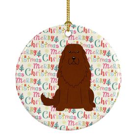 Merry Christmas Caucasian Shepherd Dog Ceramic Ornament Christmas Tree Hanging Decorations for Home Christmas Holiday, Party, Gift, 3 in, Multicolor