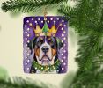 Greater Swiss Mountain Dog King of Mardi Gras Porcelain Ornament Christmas Tree Hanging Decorations for Home Christmas Holiday, Rectangle, Gift