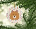 Elo Dog Merry Christmas Ceramic Ornament Christmas Tree Hanging Decorations for Home Christmas Holiday, Party, Gift, 3 in, Multicolor