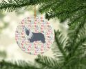 Bearded Collie Dog Merry Christmas Ceramic Ornament Christmas Tree Hanging Decorations for Home Christmas Holiday, Party, Gift, 3 in, Multicolor