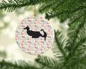 Greenland Dog Merry Christmas Ceramic Ornament Christmas Tree Hanging Decorations for Home Christmas Holiday, Party, Gift, 3 in, Multicolor