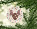 Mexican Hairless Dog Merry Christmas Ceramic Ornament Christmas Tree Hanging Decorations for Home Christmas Holiday, Party, Gift, 3 in, Multicolor