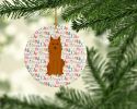 Merry Christmas Karelian Bear Dog Ceramic Ornament Christmas Tree Hanging Decorations for Home Christmas Holiday, Party, Gift, 3 in, Multicolor
