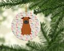 Merry Christmas Chinese Chongqing Dog Ceramic Ornament Christmas Tree Hanging Decorations for Home Christmas Holiday, Party, Gift, 3 in, Multicolor