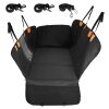 Dog Car Seat Cover For Back Seat Waterproof Oxford Cloth Seat Cover Hammock Non-Slip Scratchproof Back Seat Extender with Side Flap Mesh Window Storag