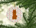 Merry Christmas Karelian Bear Dog Ceramic Ornament Christmas Tree Hanging Decorations for Home Christmas Holiday, Party, Gift, 3 in, Multicolor