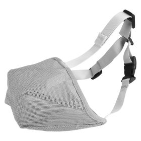 Pet Muzzle Mask Soft Mesh Muzzle Adjustable Dog Mouth Cover with Breathable Mesh Adjustable Neck Forehead Strap for Anti Biting Barking Chewing (Option: Grey_M)