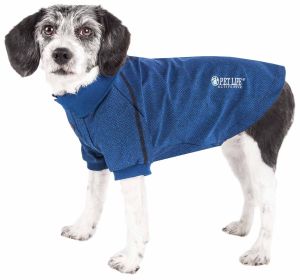 Pet Life Active 'Fur-Flexed' Relax-Stretch Wick-Proof Performance Dog Polo T-Shirt (Color: navy, size: large)