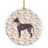 Peruvian Hairless Dog Merry Christmas Ceramic Ornament Christmas Tree Hanging Decorations for Home Christmas Holiday, Party, Gift, 3 in, Multicolor
