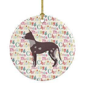 Peruvian Hairless Dog Merry Christmas Ceramic Ornament Christmas Tree Hanging Decorations for Home Christmas Holiday, Party, Gift, 3 in, Multicolor (Default: Default)