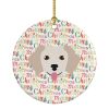 Small Greek Domestic Dog Merry Christmas Ceramic Ornament Christmas Tree Hanging Decorations for Home Christmas Holiday, Party, Gift, 3 in, Multicolor