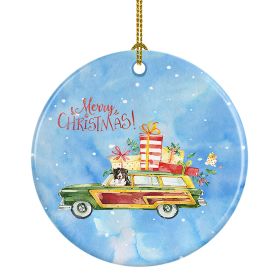 Merry Christmas Bernese Mountain Dog Ceramic Ornament Christmas Tree Hanging Decorations for Home Christmas Holiday, Party, Gift, 3 in, Multicolor (Default: Default)