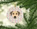 Sato Dog Merry Christmas Ceramic Ornament Christmas Tree Hanging Decorations for Home Christmas Holiday, Party, Gift, 3 in, Multicolor