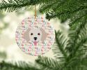 Small Greek Domestic Dog Merry Christmas Ceramic Ornament Christmas Tree Hanging Decorations for Home Christmas Holiday, Party, Gift, 3 in, Multicolor