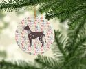 Peruvian Hairless Dog Merry Christmas Ceramic Ornament Christmas Tree Hanging Decorations for Home Christmas Holiday, Party, Gift, 3 in, Multicolor