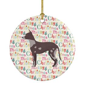 Peruvian Hairless Dog Merry Christmas Ceramic Ornament Christmas Tree Hanging Decorations for Home Christmas Holiday, Party, Gift, 3 in, Multicolor (Default: Default)