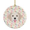 Small Greek Domestic Dog Merry Christmas Ceramic Ornament Christmas Tree Hanging Decorations for Home Christmas Holiday, Party, Gift, 3 in, Multicolor